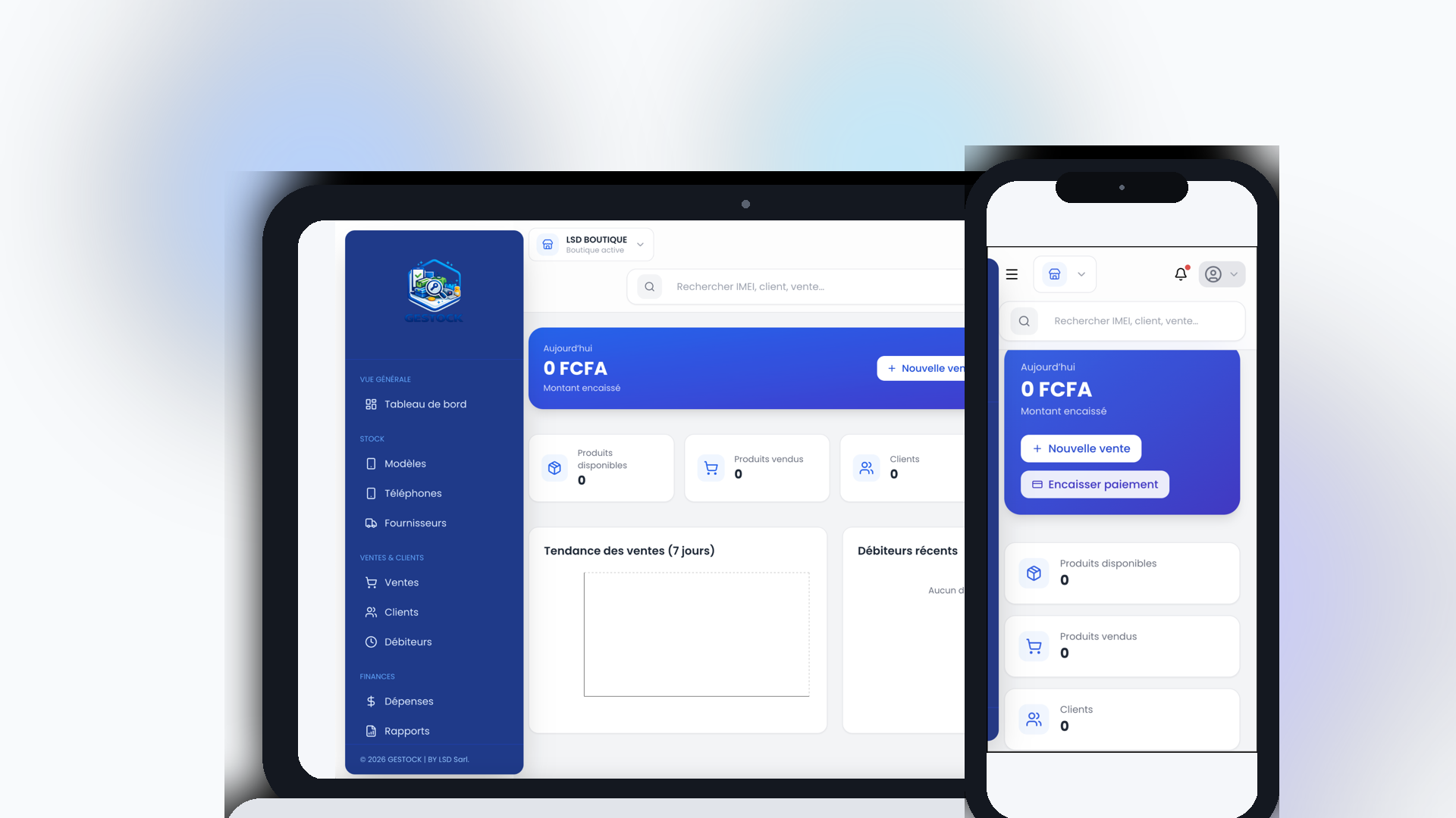 Dashboard Gestock sur plusieurs appareils